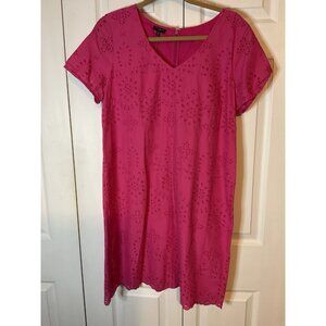Talbots Hot‎ Pink Eyelet Cotton Sheath Dress Size 16 Petite New $139